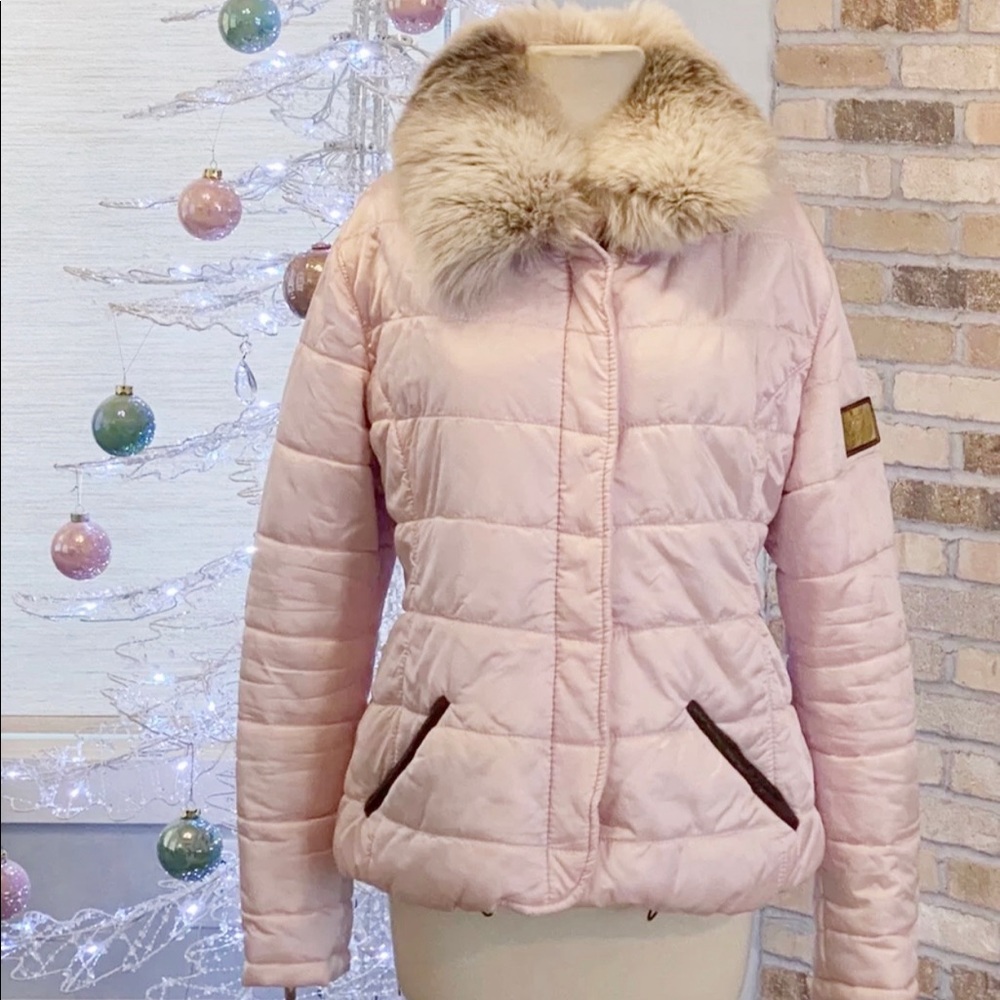 Women’s Gorski  ski coat with fur collar pink size XL SNOW BUNNY beautiful
